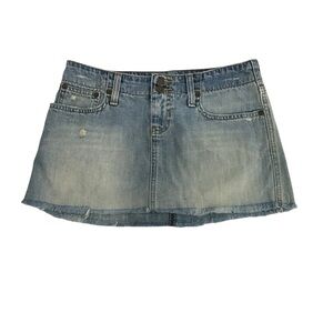 Abercrombie & Fitch Y2K Distressed Micro Mini Skirt Womens 00 Raw Hem Cotton